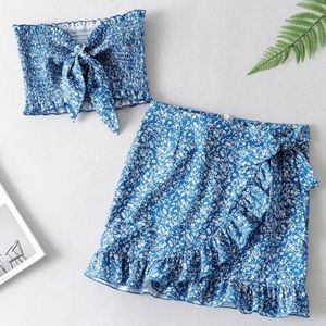 Shein Floral Tube Top and Skirt Set